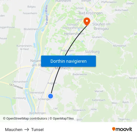 Mauchen to Tunsel map