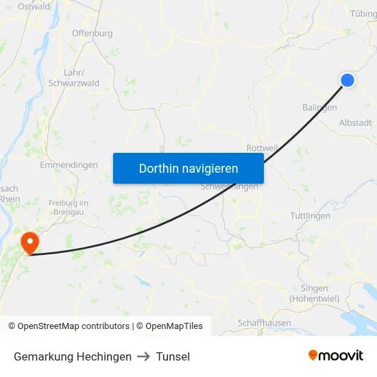 Gemarkung Hechingen to Tunsel map