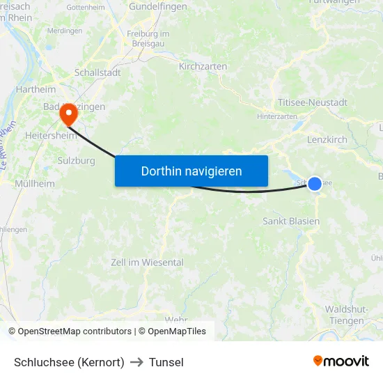 Schluchsee (Kernort) to Tunsel map