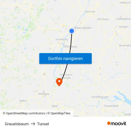 Grauelsbaum to Tunsel map
