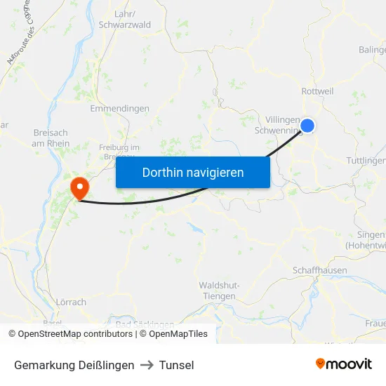 Gemarkung Deißlingen to Tunsel map