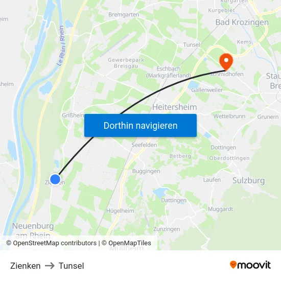 Zienken to Tunsel map