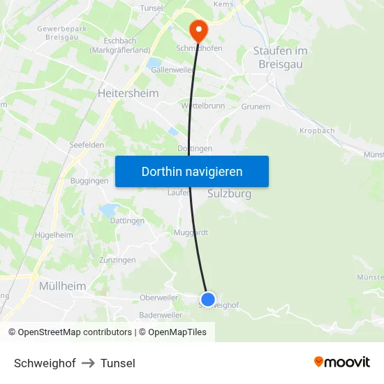 Schweighof to Tunsel map