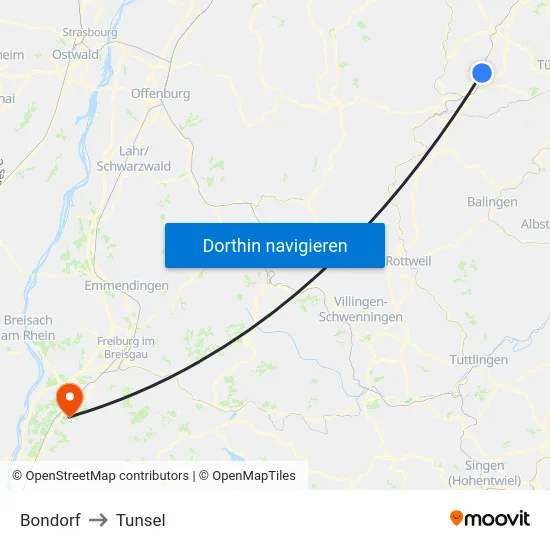 Bondorf to Tunsel map