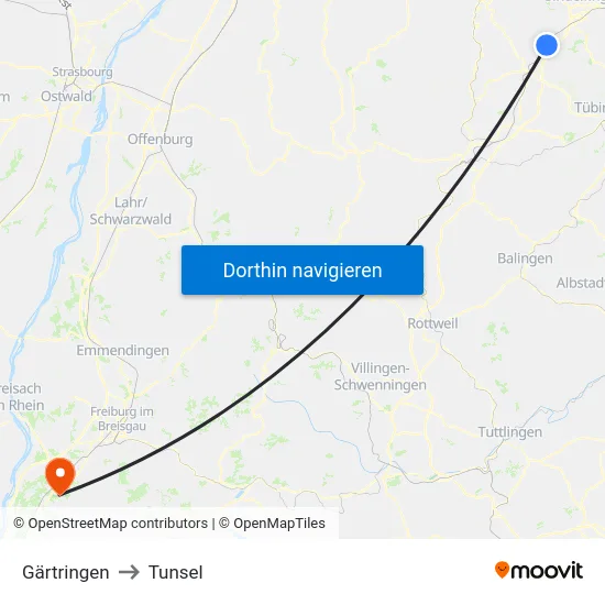 Gärtringen to Tunsel map