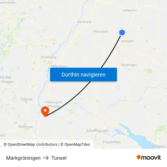 Markgröningen to Tunsel map