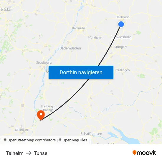 Talheim to Tunsel map
