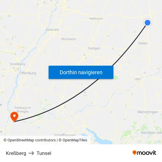 Kreßberg to Tunsel map