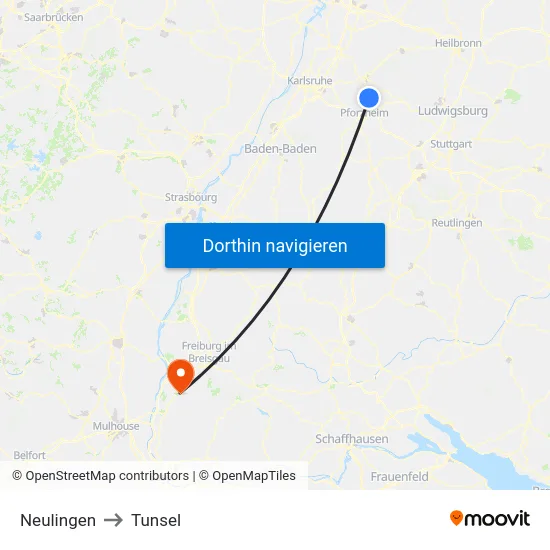 Neulingen to Tunsel map