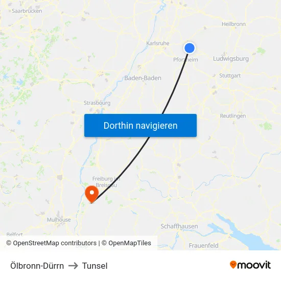 Ölbronn-Dürrn to Tunsel map