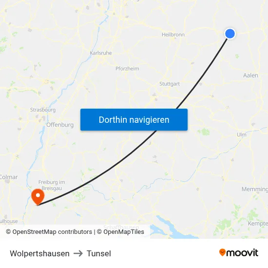 Wolpertshausen to Tunsel map