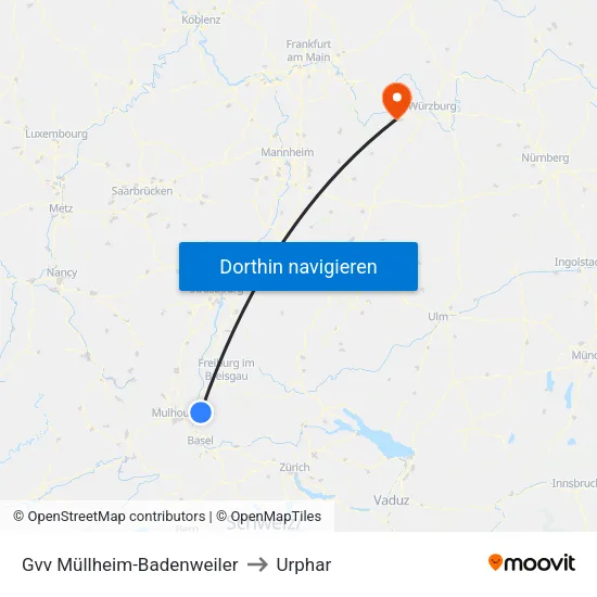 Gvv Müllheim-Badenweiler to Urphar map
