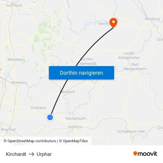 Kirchardt to Urphar map