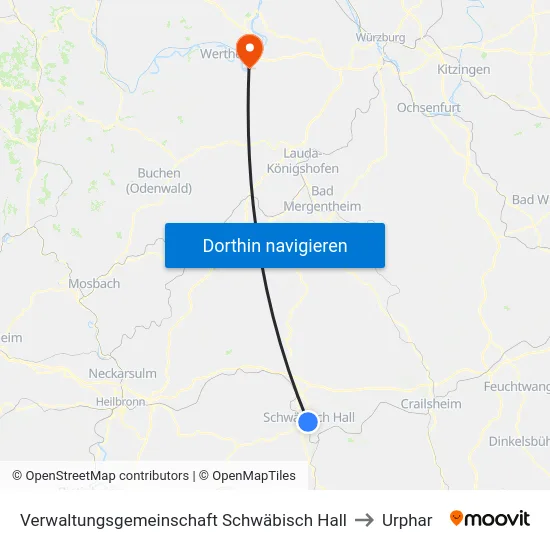 Verwaltungsgemeinschaft Schwäbisch Hall to Urphar map