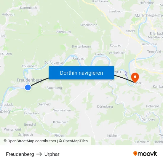 Freudenberg to Urphar map