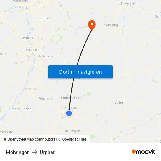 Möhringen to Urphar map