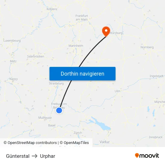 Günterstal to Urphar map
