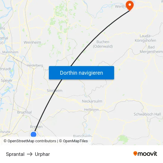 Sprantal to Urphar map
