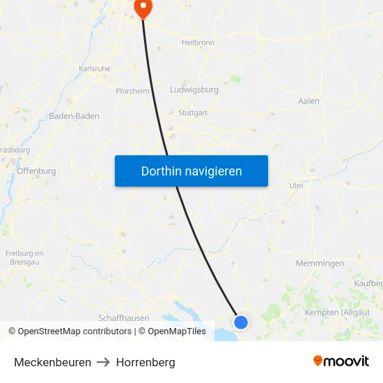 Meckenbeuren to Horrenberg map
