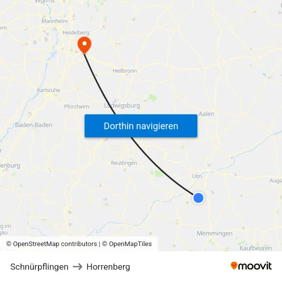 Schnürpflingen to Horrenberg map