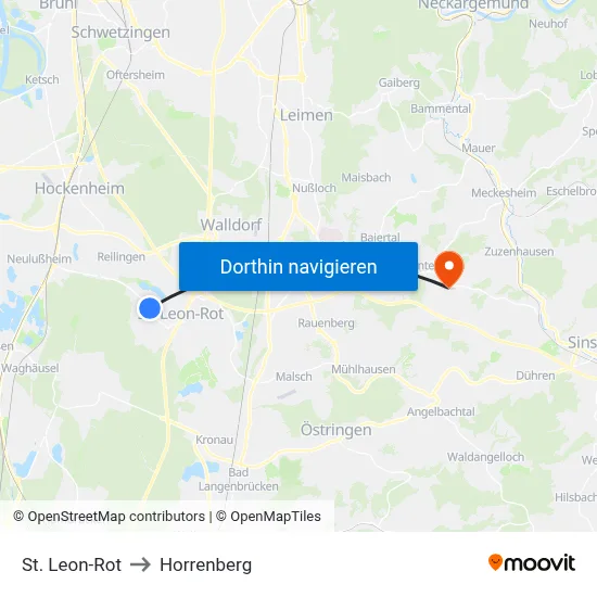 St. Leon-Rot to Horrenberg map