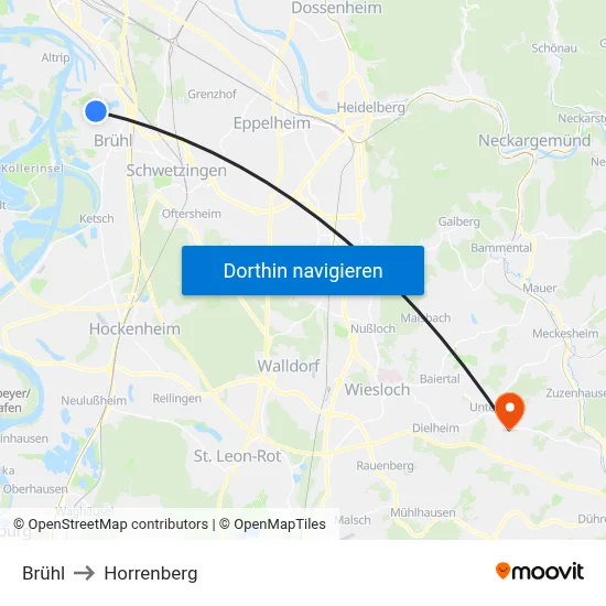 Brühl to Horrenberg map