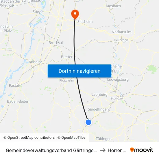 Gemeindeverwaltungsverband Gärtringen/Ehningen to Horrenberg map
