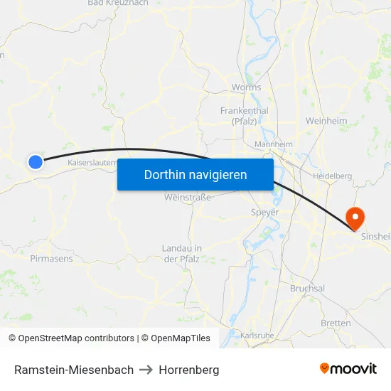 Ramstein-Miesenbach to Horrenberg map