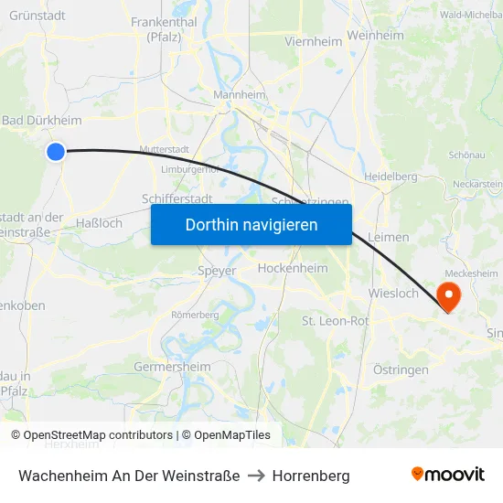Wachenheim An Der Weinstraße to Horrenberg map