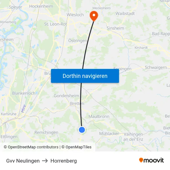 Gvv Neulingen to Horrenberg map