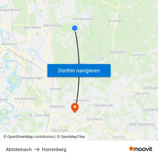 Abtsteinach to Horrenberg map