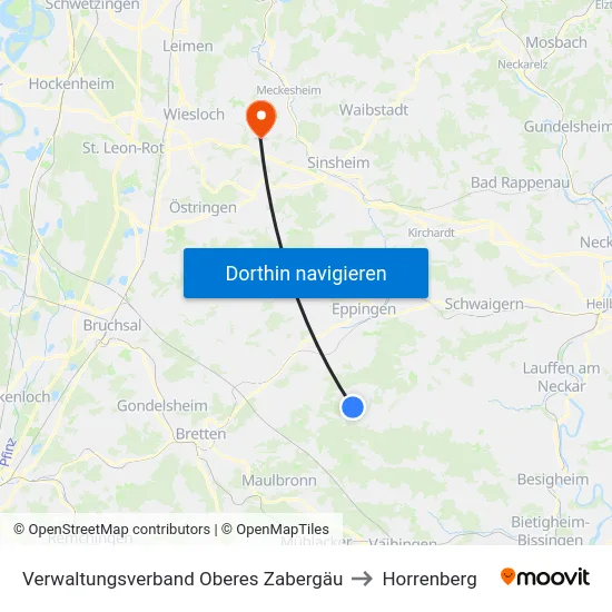 Verwaltungsverband Oberes Zabergäu to Horrenberg map