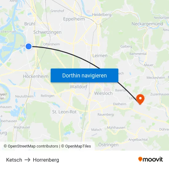 Ketsch to Horrenberg map