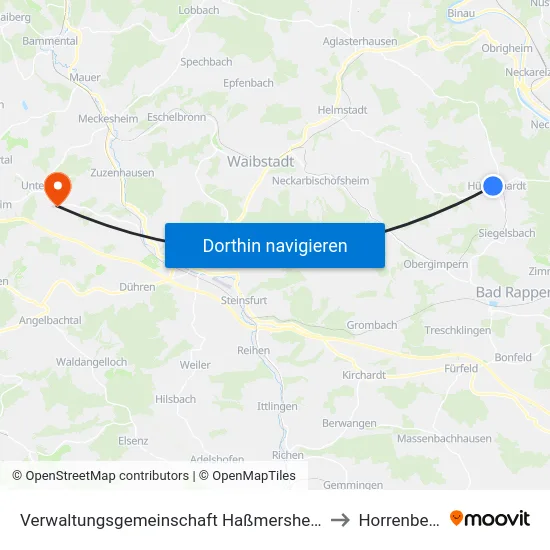 Verwaltungsgemeinschaft Haßmersheim to Horrenberg map