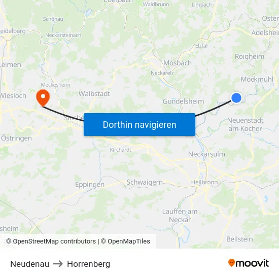 Neudenau to Horrenberg map