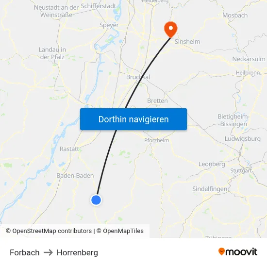 Forbach to Horrenberg map