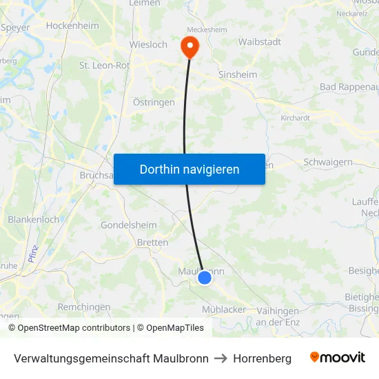 Verwaltungsgemeinschaft Maulbronn to Horrenberg map