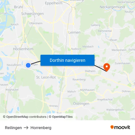 Reilingen to Horrenberg map