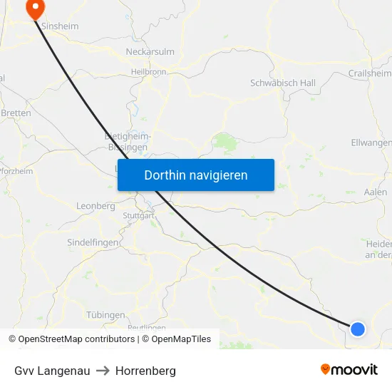 Gvv Langenau to Horrenberg map