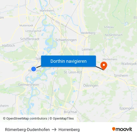 Römerberg-Dudenhofen to Horrenberg map