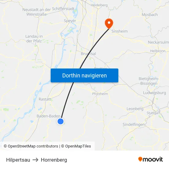 Hilpertsau to Horrenberg map