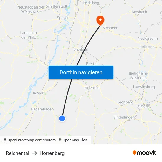 Reichental to Horrenberg map