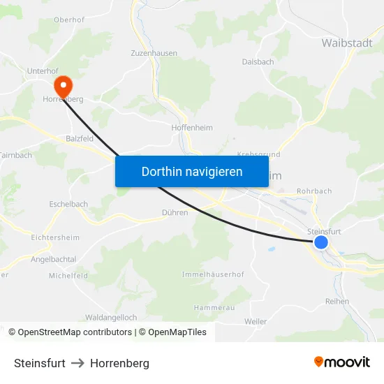 Steinsfurt to Horrenberg map