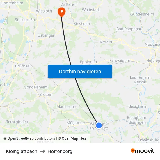 Kleinglattbach to Horrenberg map