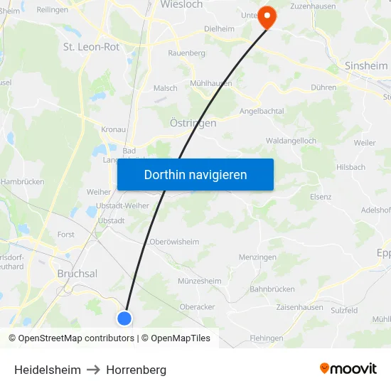 Heidelsheim to Horrenberg map