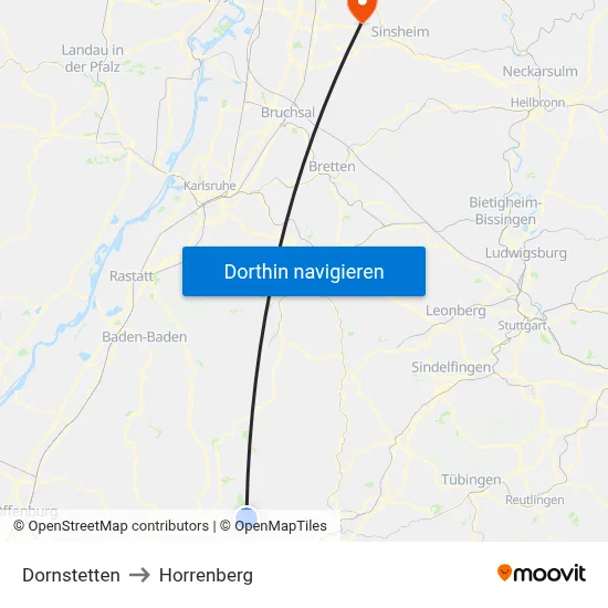 Dornstetten to Horrenberg map