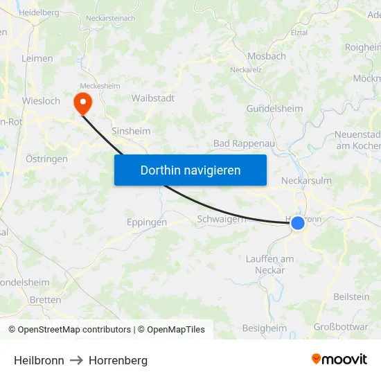 Heilbronn to Horrenberg map