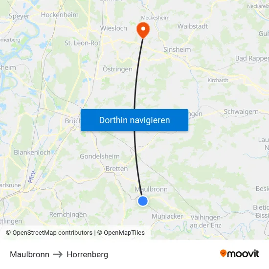 Maulbronn to Horrenberg map