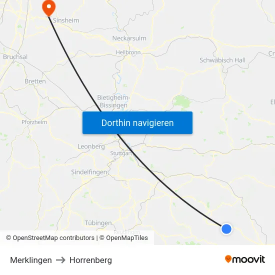 Merklingen to Horrenberg map