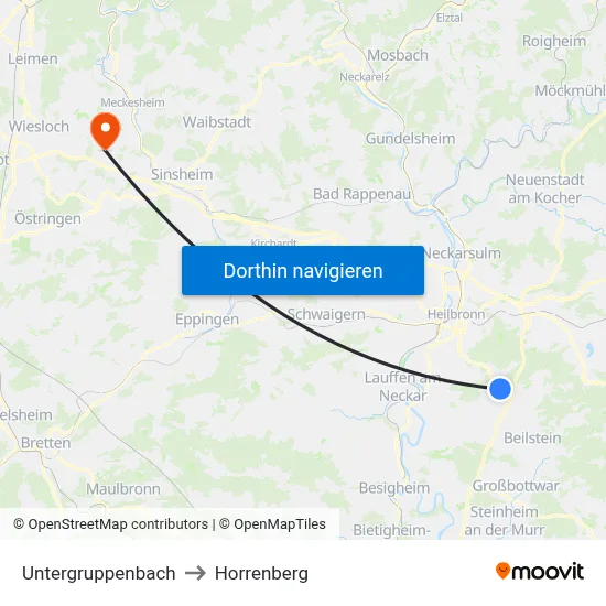 Untergruppenbach to Horrenberg map